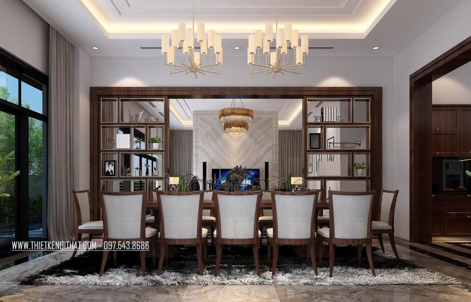 Bộ bàn ăn hiện đại cho 12 người tại biệt thự Nam Định